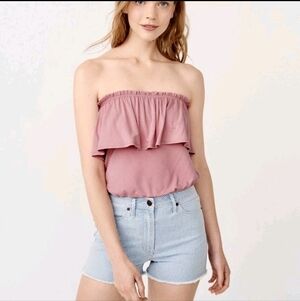 New ABERCROMBIE & FITCH Ruffle Stretch Crop Top Pink Womens Sz M Y2K Balletcore
